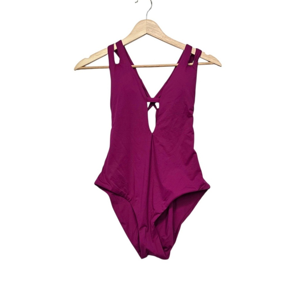 BECCA by Rebecca Virtue Magenta Strappy Back One Piece Swimsuit Size Medium
